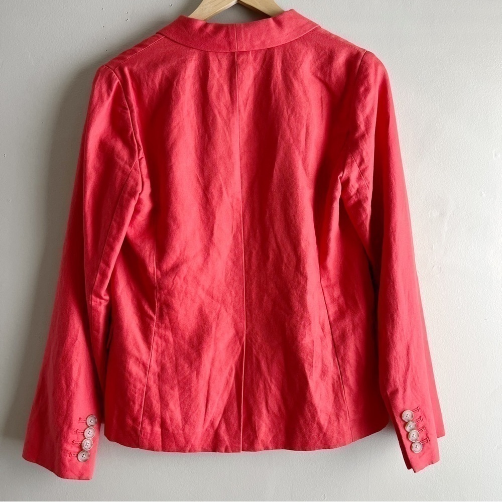 J.Crew Linen Cotton Blend Blazer in Coral Orange, Two-Button Front, Size 4 - Picture 8 of 8